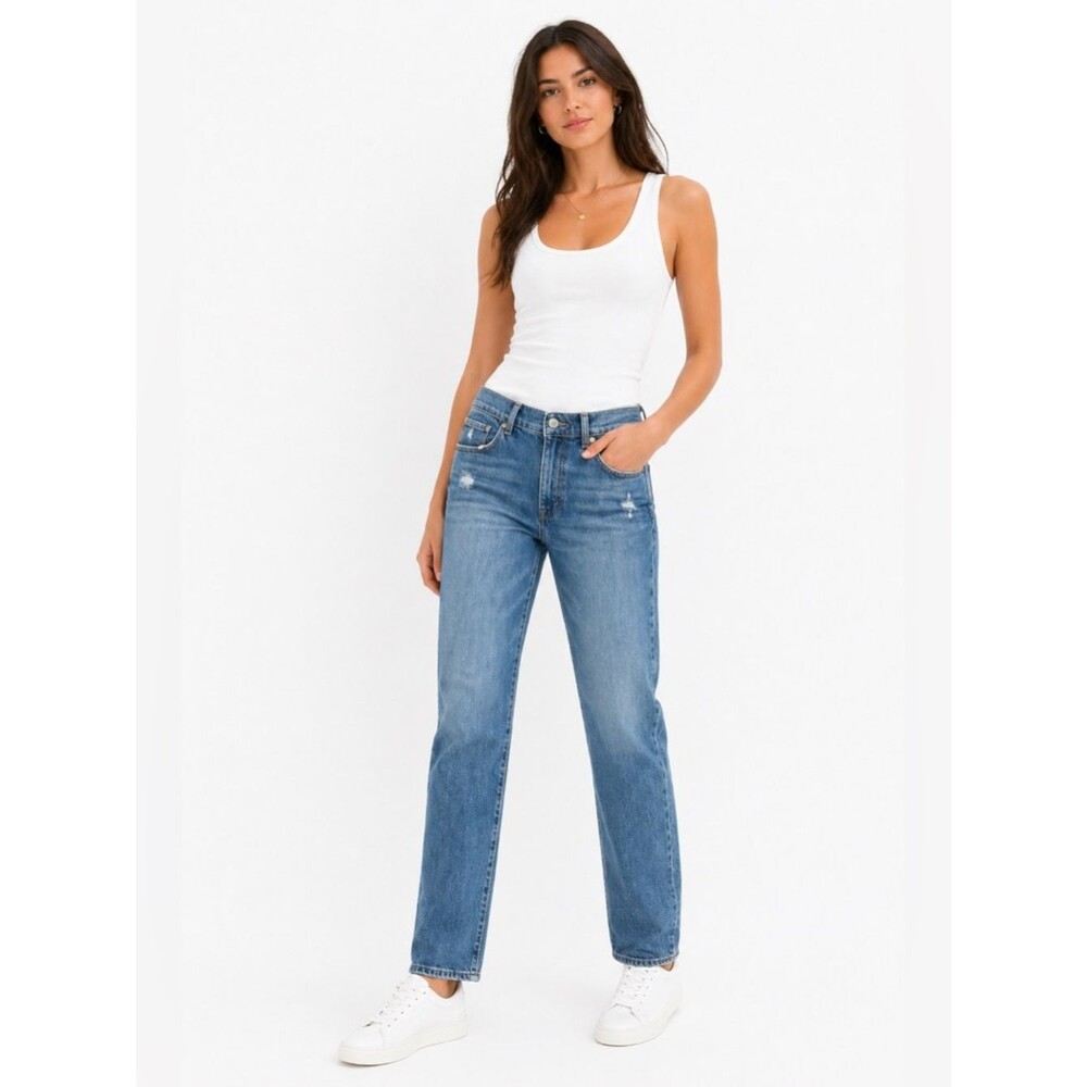 Levi’s Classic Straight Jeans Womens 14 Medium Wash Stretch Denim High Rise
